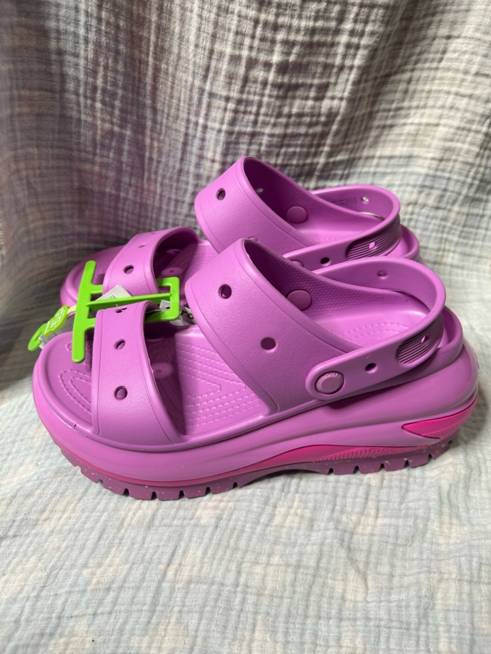 Crocs Classic Mega Crush Sandals Purple Pink Clogs W9 M7 - Picture 4 of 7